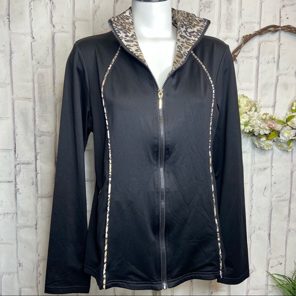 NEIMAN MARCUS ANIMAL PRINT TENNIS Athlete ZIP-UP Sz XL - Picture 1 of 11